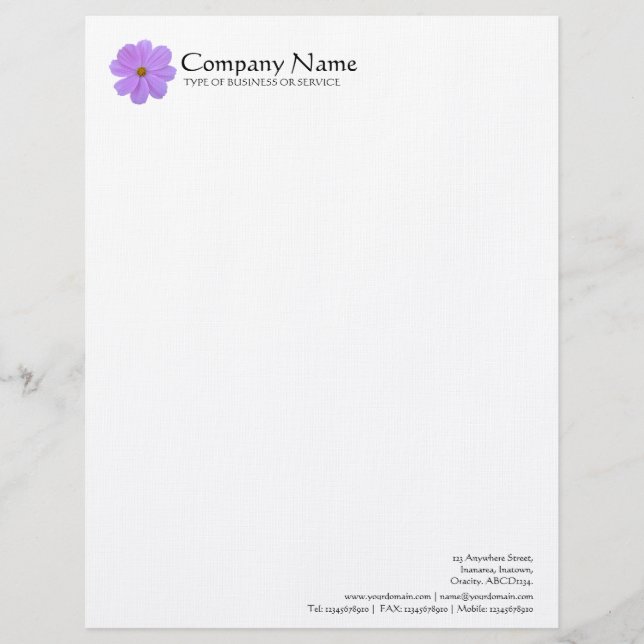 Flower - Purple Cosmos Letterhead (Front)