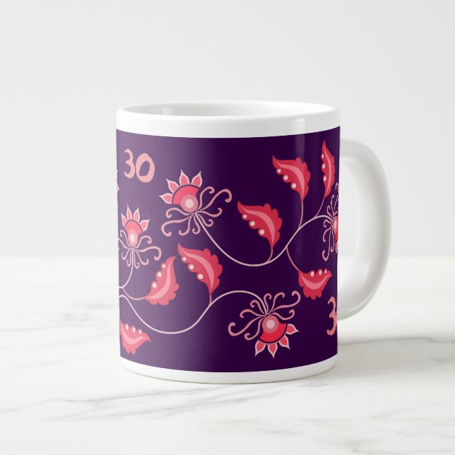 FLOWER PURPLE GIFT GIRLFRIEND, WIFE, HUSBAND GIANT COFFEE MUG (Front Right)