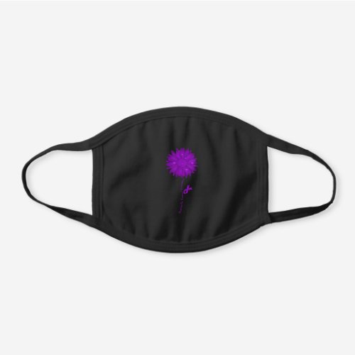 Flower Purple Ribbon Pancreatic Cancer Awareness Black Cotton Face Mask