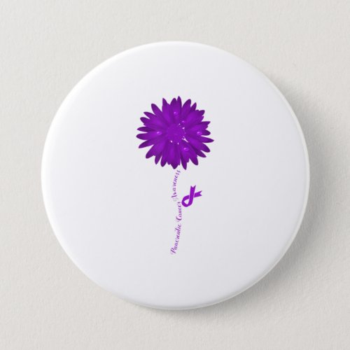 Flower Purple Ribbon Pancreatic Cancer Awareness Button