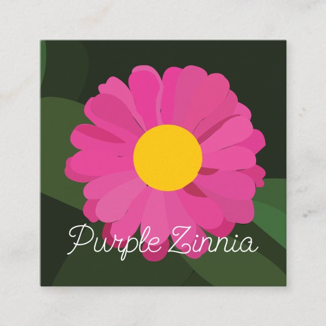 Flower Purple Zinnia Flower Square Business Card (Front)