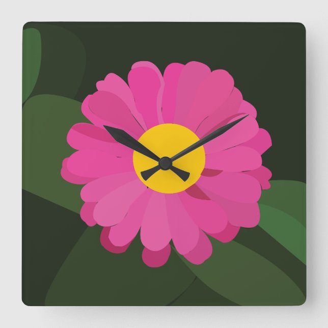 Flower Purple Zinnia Flower Square Wall Clock (Front)