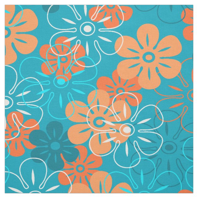 Flower Rain Hawaiian Retro Floral Fabric (Swatch)