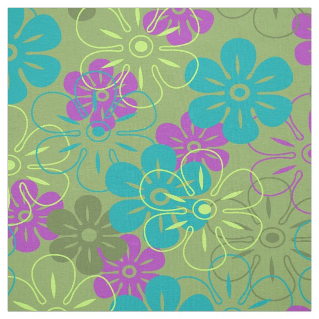 Flower Rain Hawaiian Retro Floral Fabric (Swatch)
