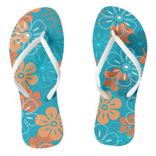 Flower Rain Hawaiian Retro Floral Flip Flops