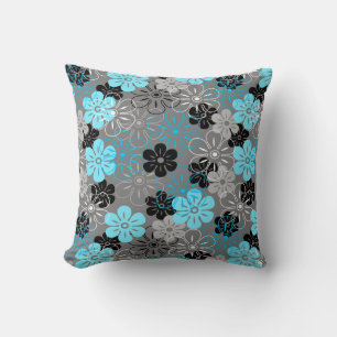 Flower Rain Hawaiian Retro Floral Throw Pillow