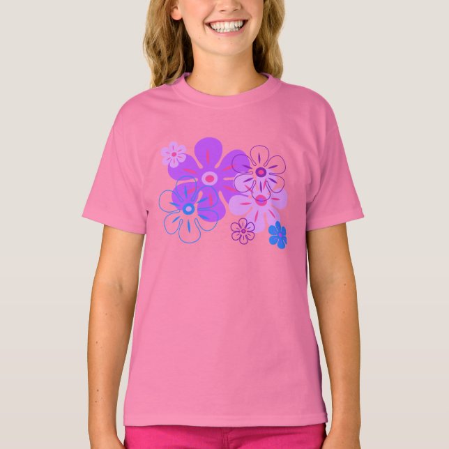 Flower Rain Tropical Girl's T-Shirts (Front)
