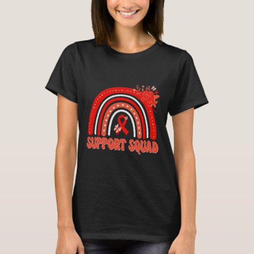 Flower Rainbow Blood Cancer Awareness Support Squa T_Shirt