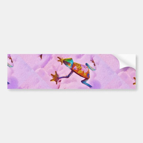 Flower rainbow frog on orchid color snow bumper sticker