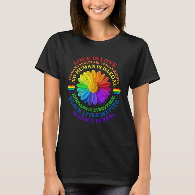 Flower Rainbow Human Black Lives Rights Science LG T-Shirt (Front)