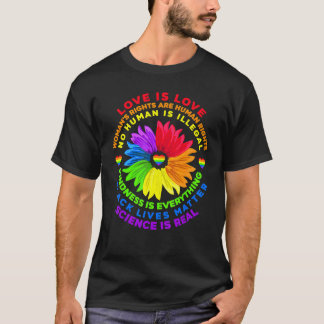 Flower Rainbow Human Black Lives Rights Science Lg T-Shirt