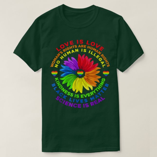 Flower Rainbow Human Black Lives Rights Science LG T-Shirt (Design Front)