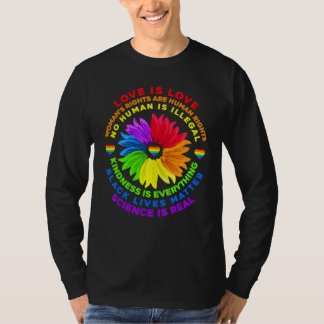 Flower Rainbow Human Black Lives Rights Science Lg T-Shirt