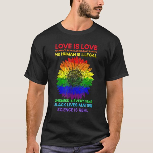 Flower Rainbow Human Black Lives Rights Science Lg T-Shirt (Front)