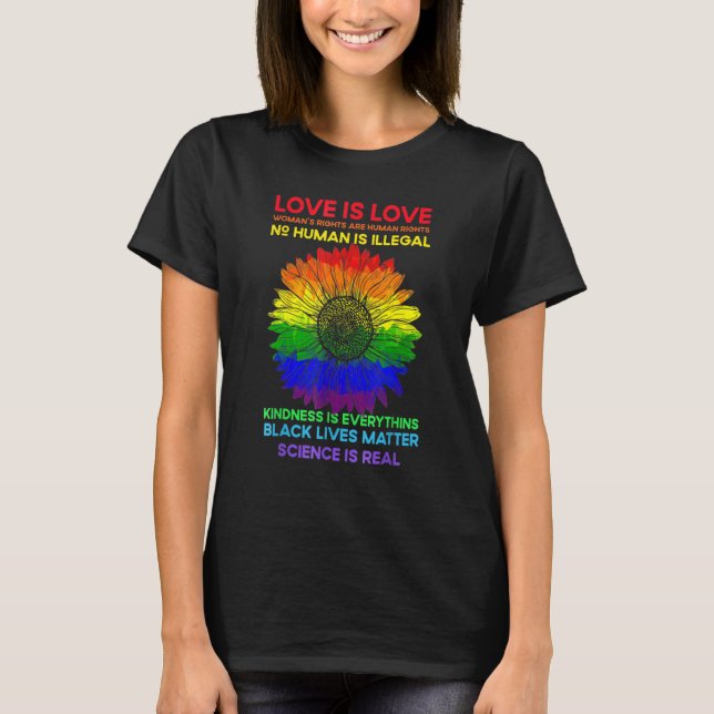 Flower Rainbow Human Black Lives Rights Science Lg T-Shirt (Front)