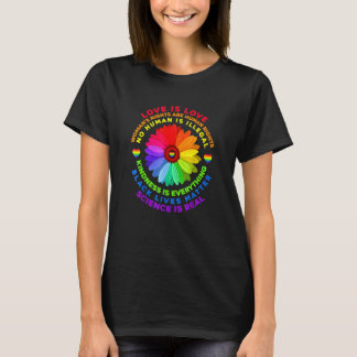 Flower Rainbow Human Black Lives Rights Science Lg T-Shirt