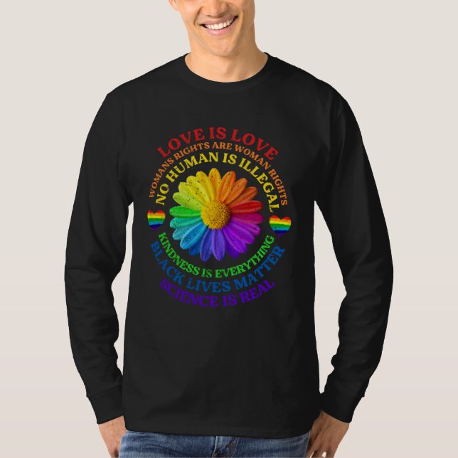 Flower Rainbow Human Black Lives Rights Science LG T-Shirt (Front)