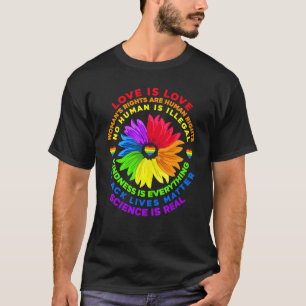 Flower Rainbow Human Black Lives Rights Science Lg T-Shirt