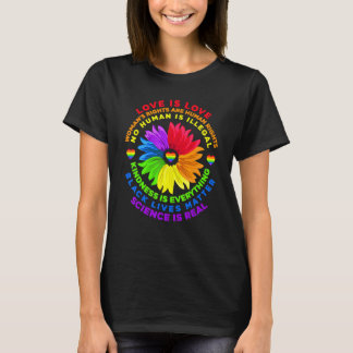 Flower Rainbow Human Black Lives Rights Science Lg T-Shirt