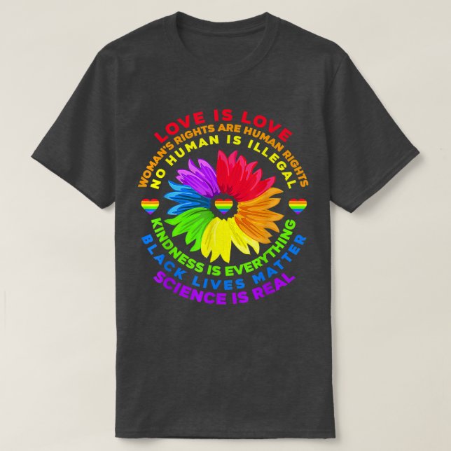 Flower Rainbow Human Black Lives Rights Science LG T-Shirt (Design Front)