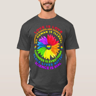 Flower Rainbow Human Black Lives Rights Science LG T-Shirt