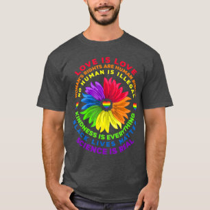 Flower Rainbow Human Black Lives Rights Science T-Shirt