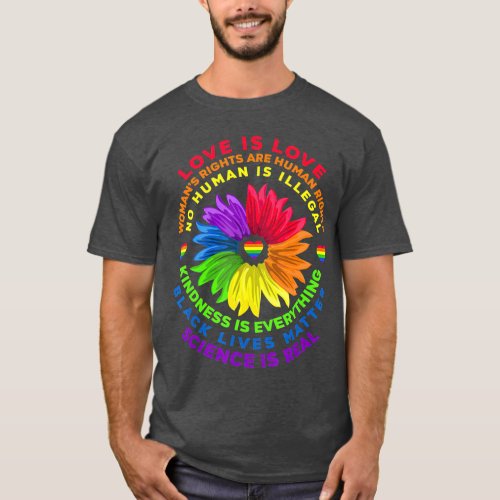 Flower Rainbow Human Black Lives Rights Science T_Shirt