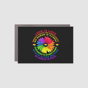 Flower Rainbow Human Rights LGBT Love Is Love Car Magnet