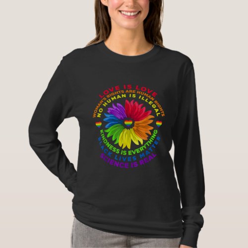 Flower Rainbow Human Rights LGBT Love Is Love T_Shirt