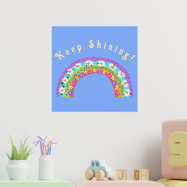 Flower Rainbow Keep Shining! Cute for Kids Foil Prints (In Situ (Nursery 2))
