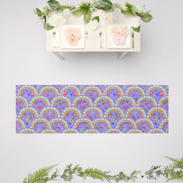 Flower Rainbows Pretty Pattern Outdoor Rug (Insitu (Wedding 2))