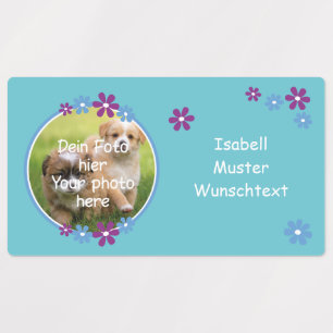 Flower rand purple blue - My photo   turquish Kids' Labels