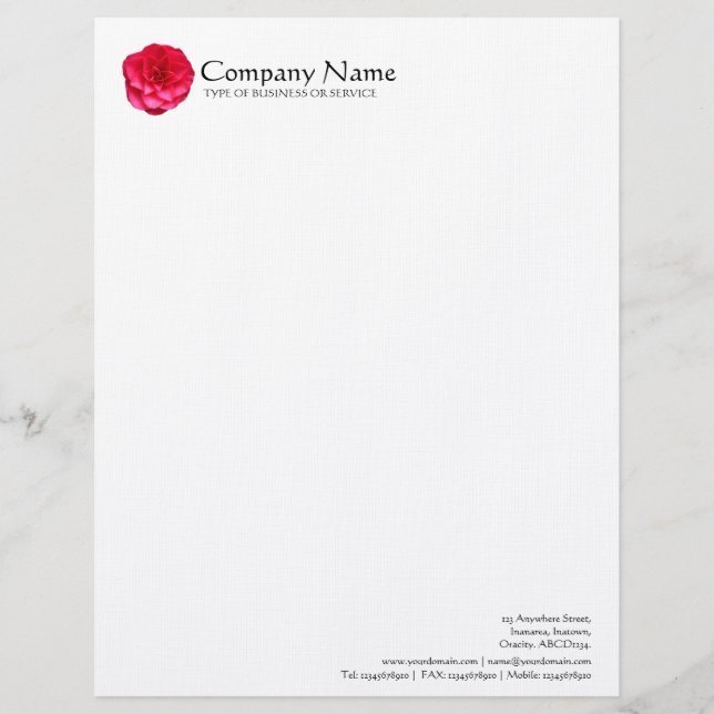 Flower - Red Camelia Letterhead (Front)