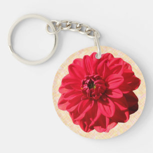 Flower Red Dahlia Photo Keychain