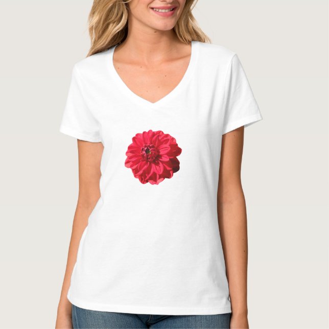 Flower Red Dahlia T-Shirt (Front)
