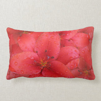 Flower Red Lily Garden Photo Raindrops Lumbar Pillow