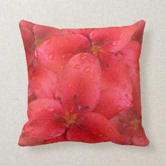 Flower Red Lily Garden Photo Raindrops Throw Pillow