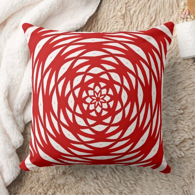 Flower Red White Christmas Modern Design Throw Pillow (Blanket)
