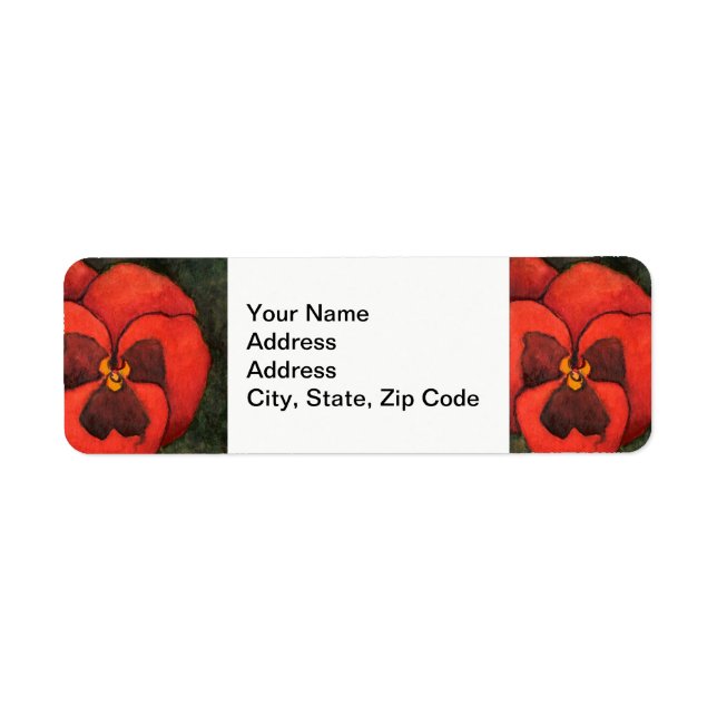 Flower Return Address Label, pansy #3 Label (Front)