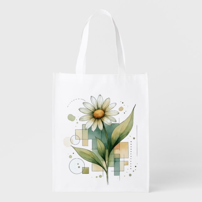 Flower Reusable Shopping Grocery Bag (Front)
