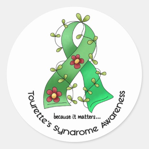 Flower Ribbon 1 Tourette's Syndrome Classic Round Sticker | Zazzle