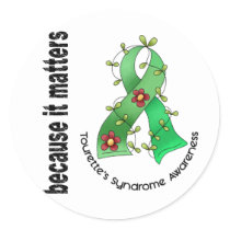 Flower Ribbon 3 Tourette's Syndrome Classic Round Sticker