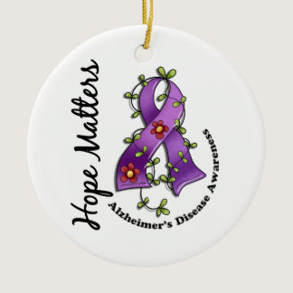 Flower Ribbon 4 Hope Matters Alzheimer's Disease Ceramic Ornament