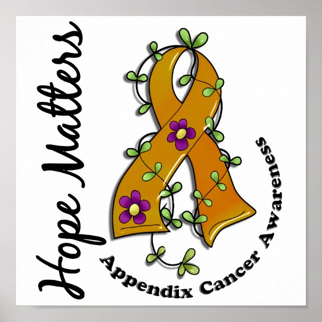 Flower Ribbon 4 Hope Matters Appendix Cancer Poster (Front)