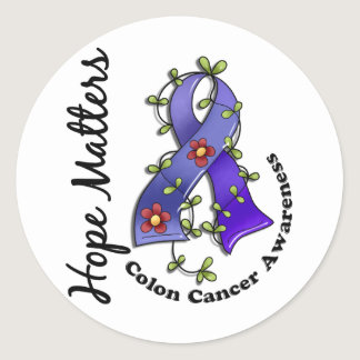 Flower Ribbon 4 Hope Matters Colon Cancer Classic Round Sticker