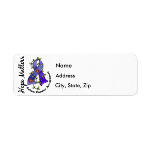 Flower Ribbon 4 Hope Matters Colon Cancer Label