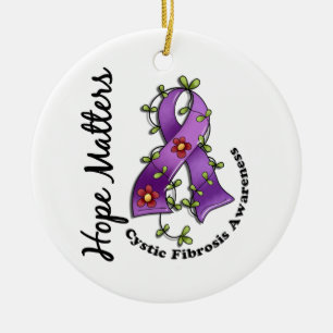 Flower Ribbon 4 Hope Matters Cystic Fibrosis Ceramic Ornament