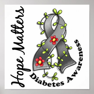 Flower Ribbon 4 Hope Matters Diabetes Poster