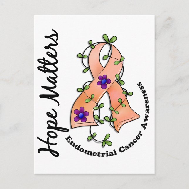 Flower Ribbon 4 Hope Matters Endometrial Cancer Postcard (Front)