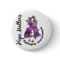 Flower Ribbon 4 Hope Matters Epilepsy Pinback Button